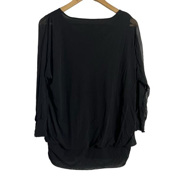 Chico’s Marion Black 3/4 Sleeve Lightweight Mesh Blouse Size US 12 - Picture 5 of 7